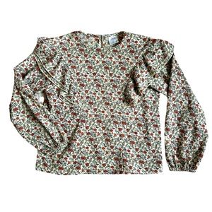 Zara Cottagecore Floral Long Sleeve Ruffle Top Size 9